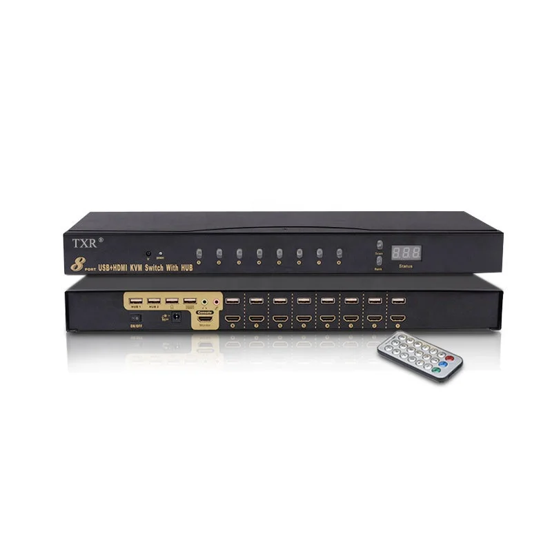 TXR 8Port Full Automatic USB HD Remote Control KVM Switch 8 input 1 output Switch box with High Resolution 1080P and 4K
