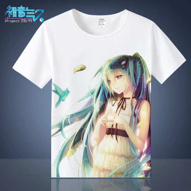Hatsune Miku white summer high quality comfortable ordinary fastness T-shirt anime top