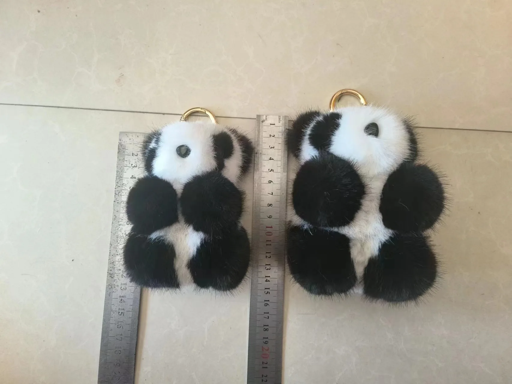 Fashion Lovely Design Cartoon Plush Pendant Animal Toy Faux Mink Fur Panda Bag Doll Key Chain Gift Custom Doll Keychain