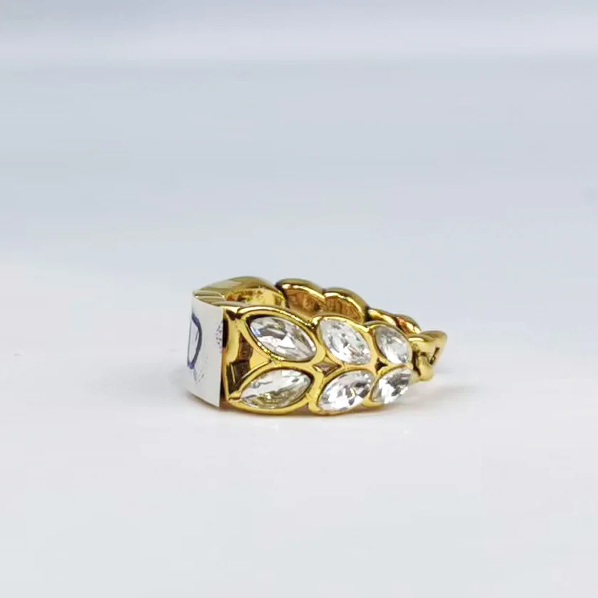 Fine Designer Brands C G F D Correct LOGO Jewelry Wheat Ear Rings Gold Retro Classic Stainless Steel Rings Open Free Size Ring