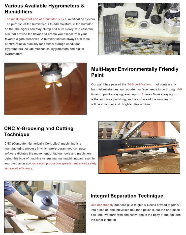 Wholesale Solid Wood Cigar Humidor Boxes Spanish Cedar Wooden Cigar Box Cigar Travel Case