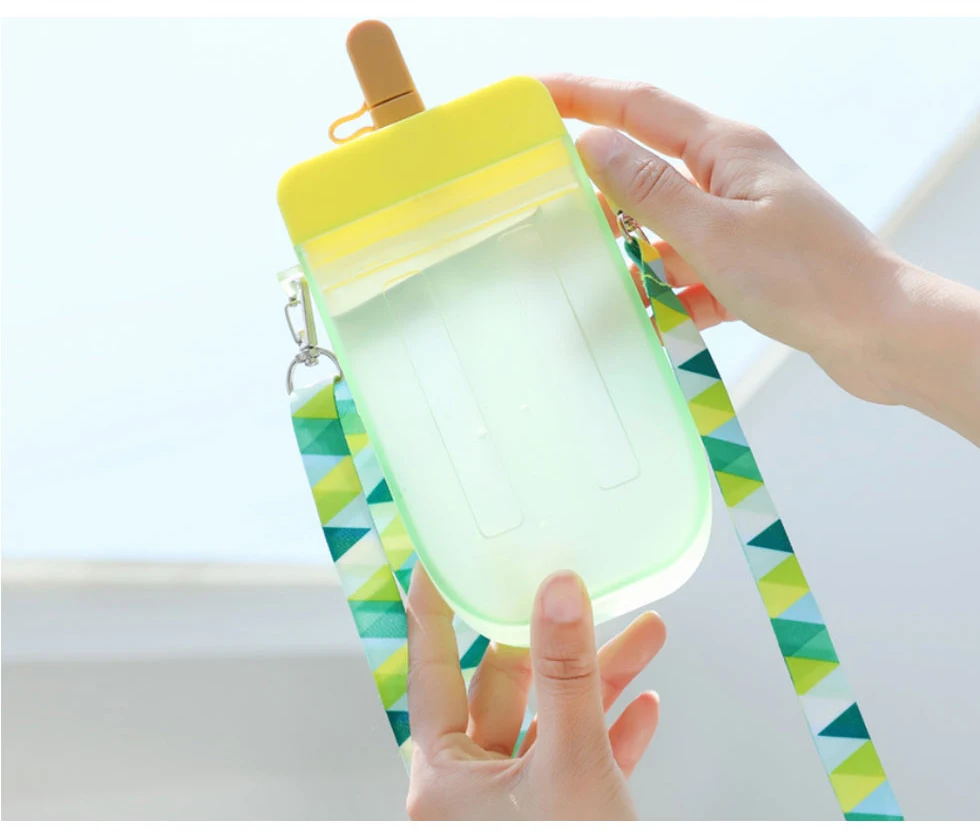 
300ml Cute straw cup New Plastic popsicle Water Bottle transparent juice drinking cup suitable for adult children 