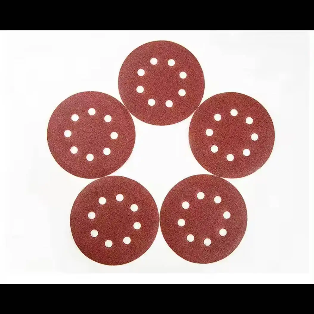 T-4 Aluminum Oxide sandpaper 3/4/5/6 inch holes Round sanding disc P40-1000 grits hook and loop for polishing wood and metal