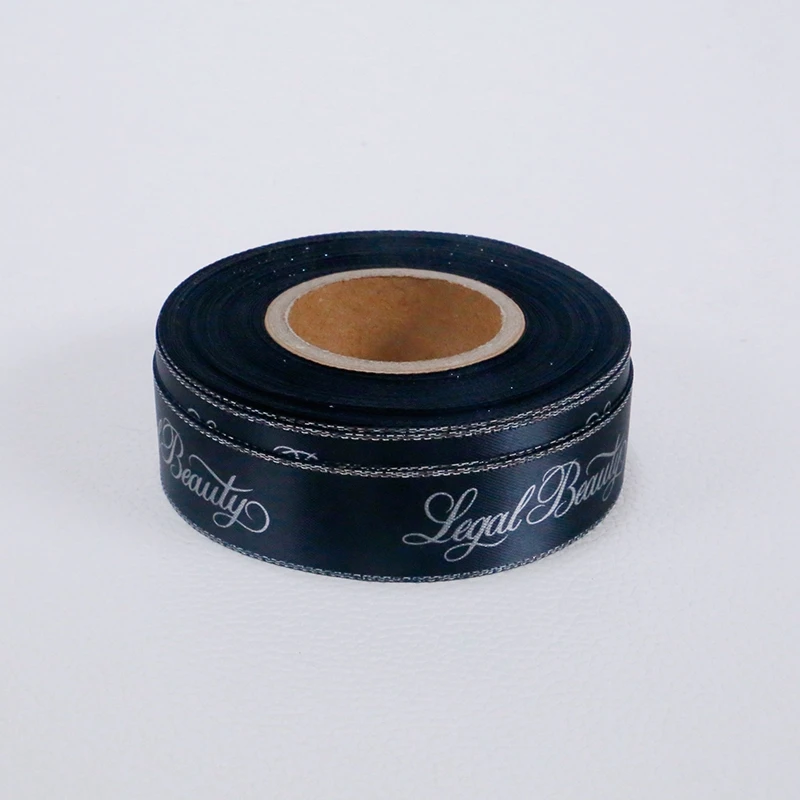 Ribbons Customized Band Packing Ribbon Printed Stock Color Satin Ribbon Roll With Logo For Gift