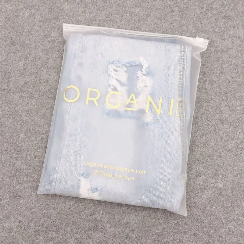 Translucent Clear Zip Lock Plastic Bags Custom Logo Frosted Poly Zipper Bags For Clothes Shirt Packaging frosted slider bags