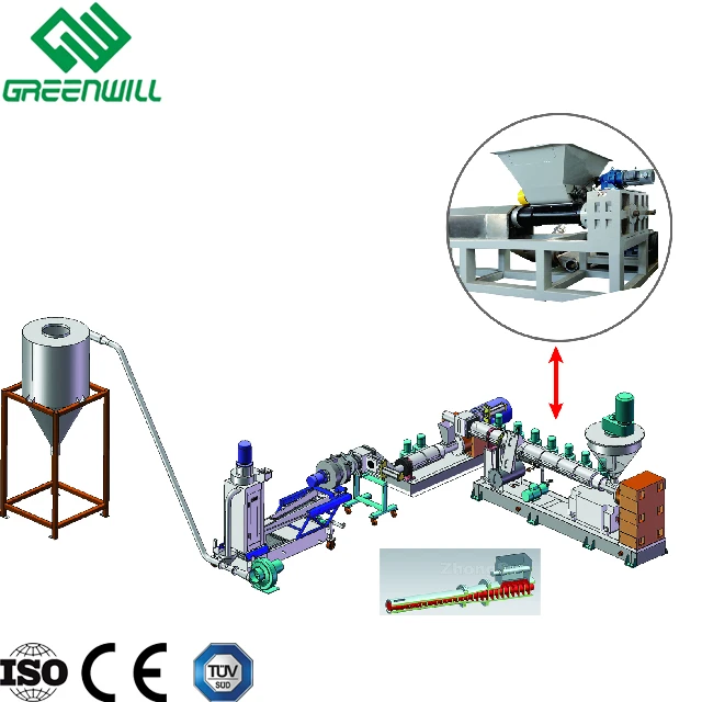Waste PET PSF Fiber polyester yarn pelletizing line /granulator machine