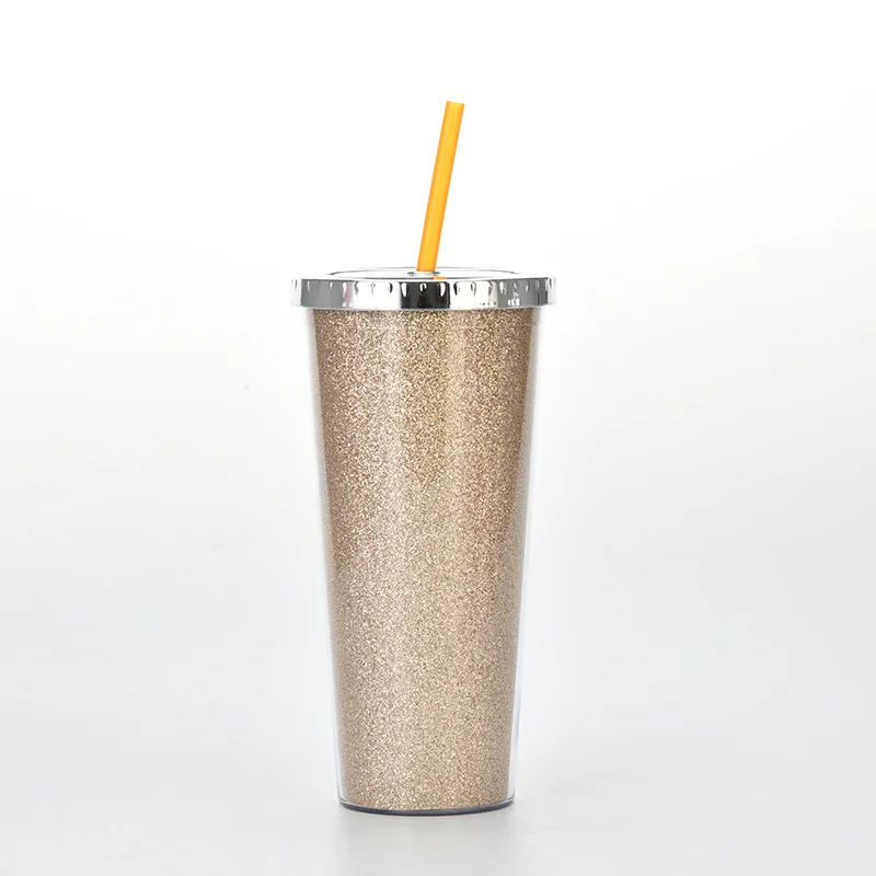 
BBA215 Customized 24OZ Large Capacity Double Layer Plastic Straw Cup Girl Student Universal Water Cup 