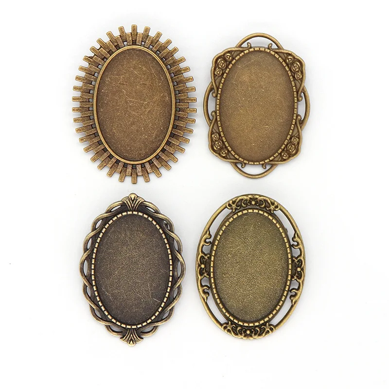 Tibetan Alloy Oval Brooch Setting Bezel Blank Bases w/ Pin Back 20x30mm TrayOpens in a new window or tab