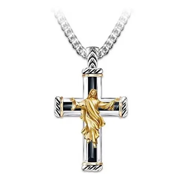 Wish new European and American fashion Jesus Cross Pendant Necklace retro Jesus pendant manufacturer wholesale