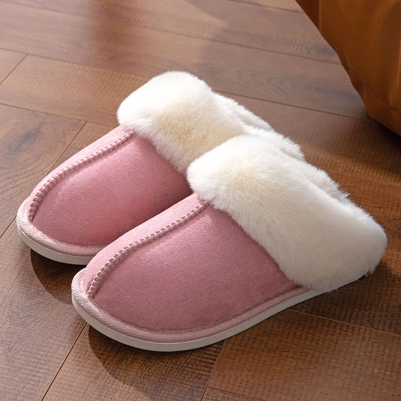 Wholesale hot selling  fluffy slippers for women cotton upper warmth preservatio plush unisex Winter women home slippers
