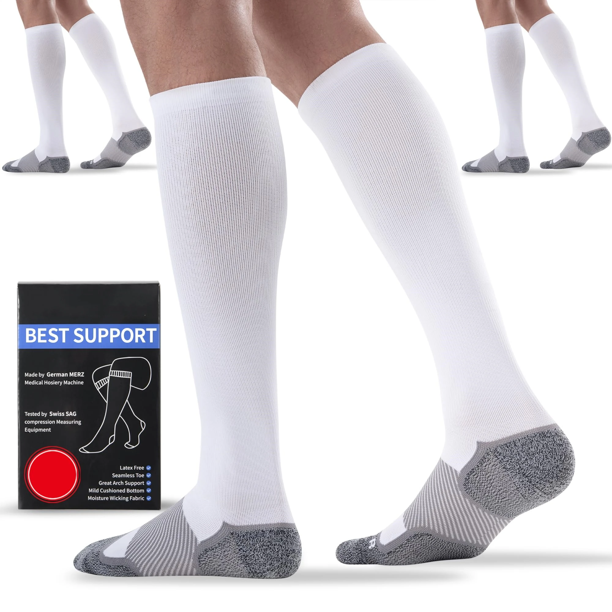 Custom Logo Travel Sport Fit Spandex Compression Stockings Performance Graduted 20-30mmhg Compression Socks Medical