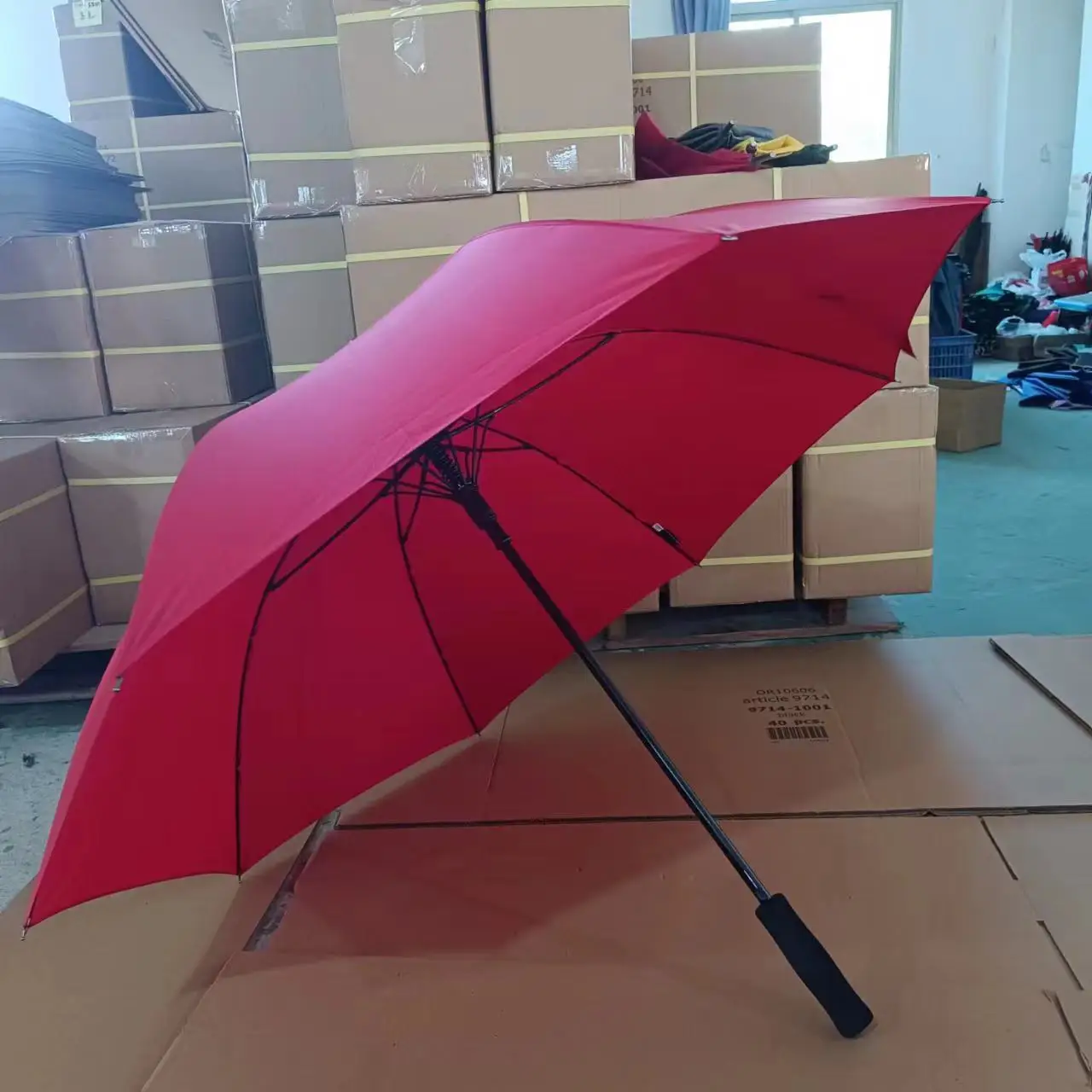 PFC Free Promotional Golf Umbrella RPET Fabric Eco friendly with Large Size Full Fiberglass EVA Foam Handle Umbrellas
