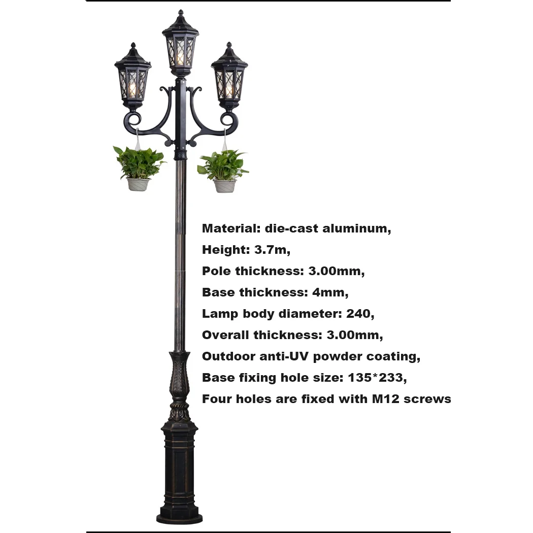 European Classics Led Street Lamp Outdoor Garden Light Aluminum Glass Waterproof Lamp Garden Landscape Lights
