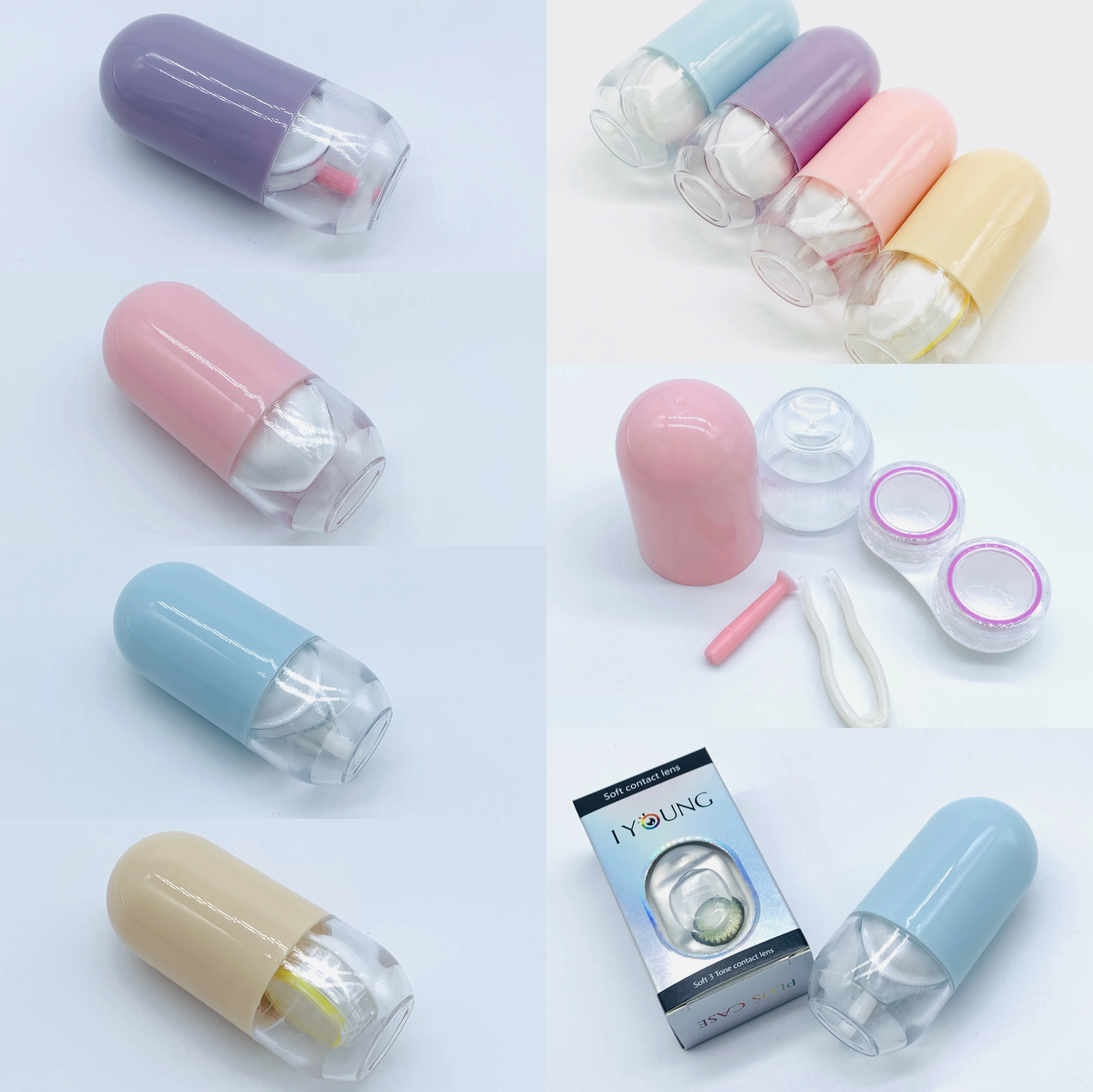 High quality Unisex Contact Lenses Box Diy Cartoon People Eyewear Cases Lens Care Companion Box