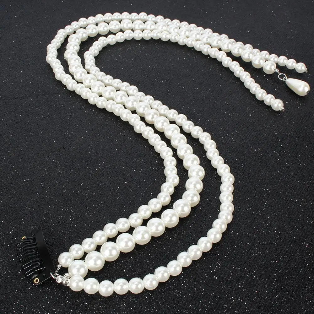 Imitation pearl headdress beaded hair accessories female handmade temperament pearl tassel hair clip