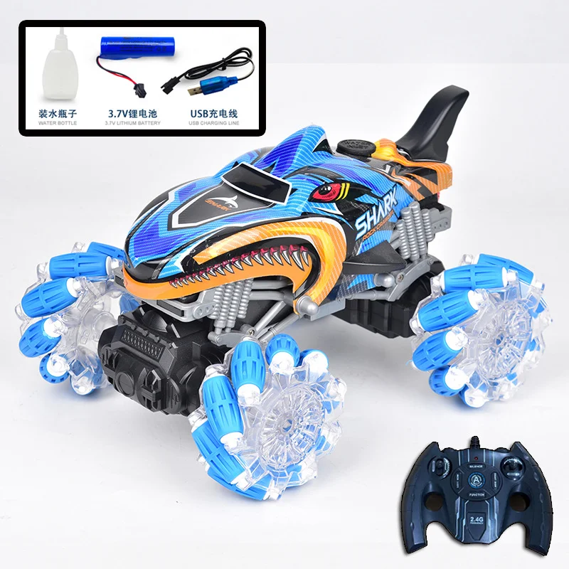 Hot Sale RC Shark Stunt Car Toy With Light And Music Spray  Remote Control Shark Car Kids Radio Control Truck Stunt wheel Toys