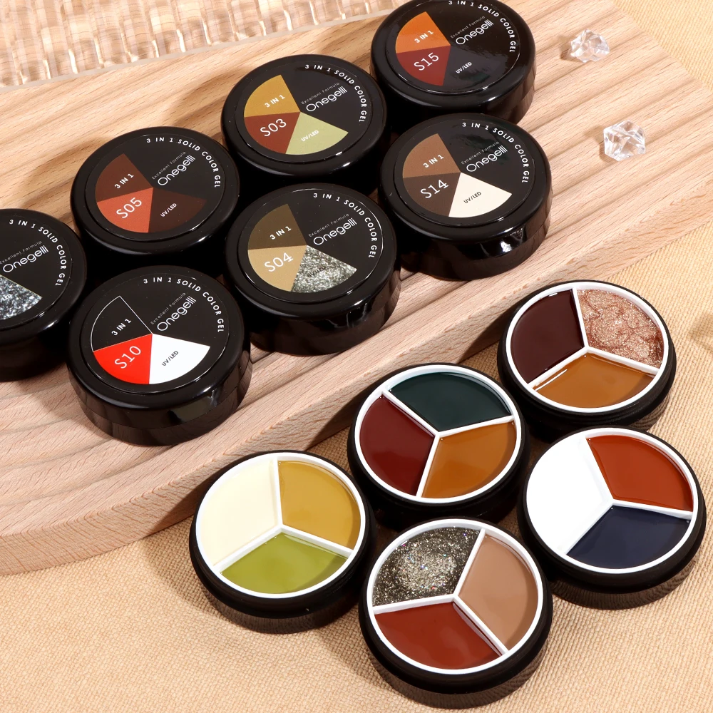 2022 New 3 Colors In 1 Non-Flow Solid Pudding Cream Gel Nail Polish Gillter Pudding Paint Gel