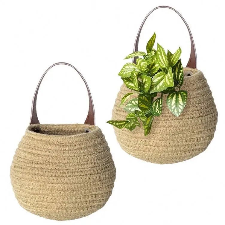 Hanging Flower Pots for Fence Bathroom Small Basket Bohemian Handwoven Wall Decor Straw Decoration Colourful Woven Hangings