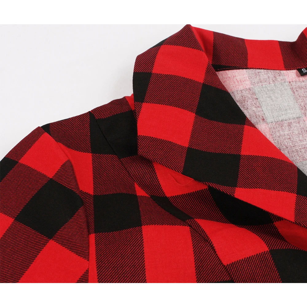 2021 Summer Short Sleeve Women Red Plaid Dress VD1697 Cotton 50s 60s Vintage Swing Retro Dress