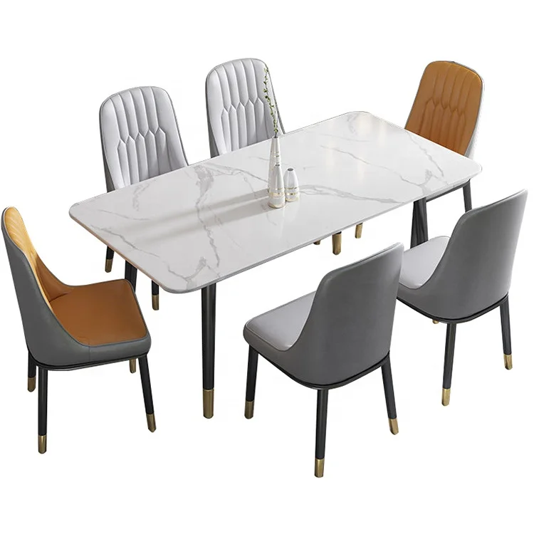 Dining room furniture rectangle sintered stone dining table and 4/6 chairs