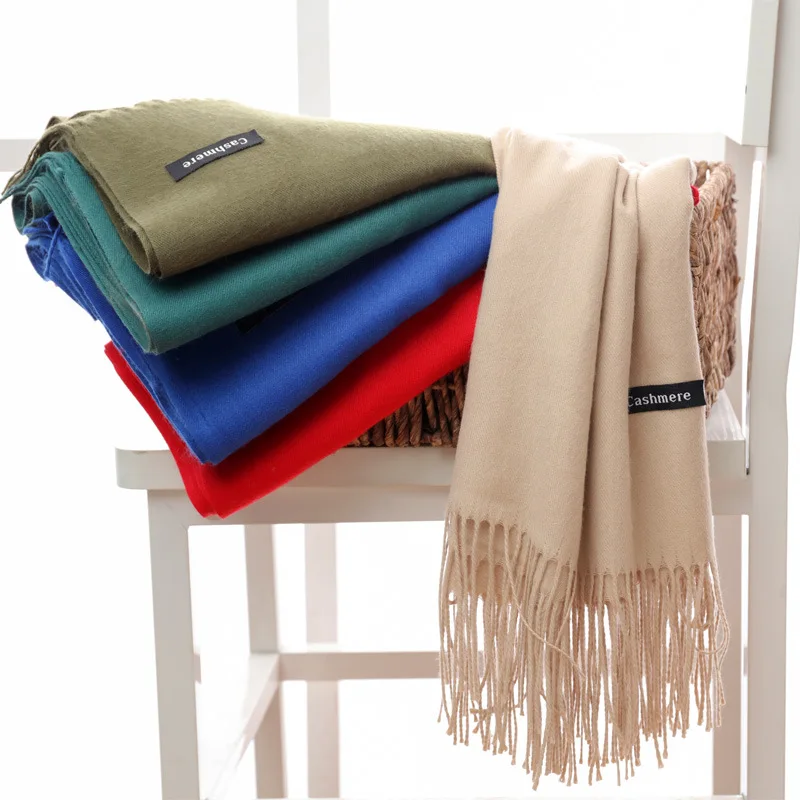 Winter Imitated Cashmere Pure Color Scarfs Stoles Luxury Men Women Thick Warm Shawl Scarf