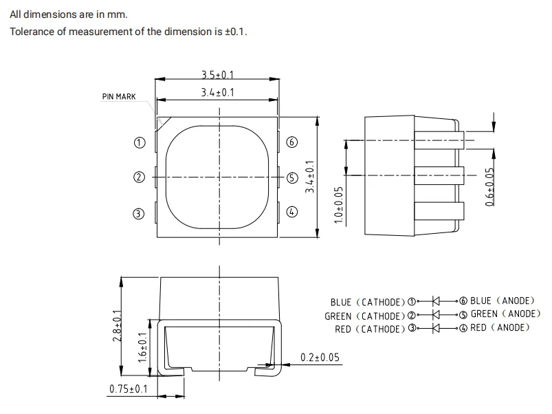 CLX6E-FKC PLCC6 3 in 1 RGB 0.5W SMD LED Diode Chip CLX6E-FKC-CH1M1D1BB7C3D3 CLX6E-FKC-CHnpMPDGBB79363