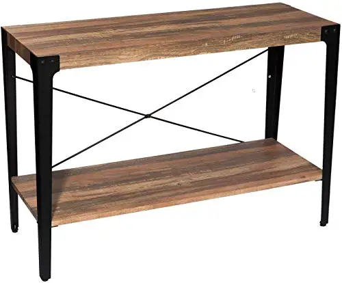 
high gloss antique wood tv console table with angle iron frame 