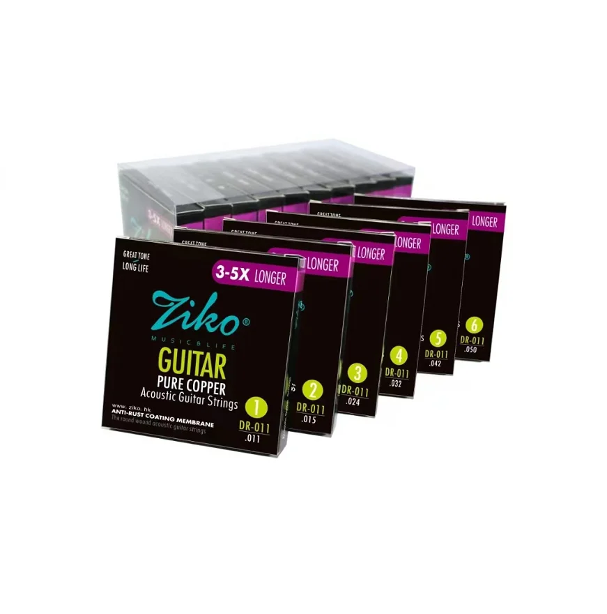 DR-011-2 Ziko Acoustic single guitar strings bulk 2nd 12PC set