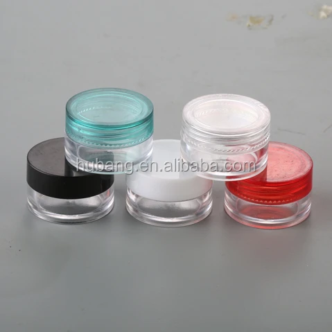 Hot sale cheap round 3 ml PS plastic customized makeup jars/ empty cosmetic case/ plastic case