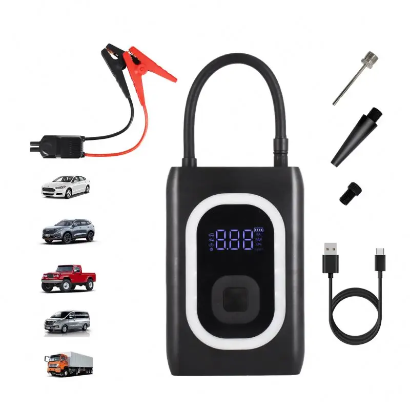 Digital Cordless Air Compressor 12V 12000Mah 1000A Car Battery 150 Psi Portable Power Bank Jump Starter Tyre Inflator Air Pump