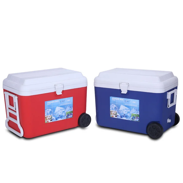 Gint Amazon Hot Selling 50L Outdoor Camping Fishing Ice Chest Handled Cooler Box with Wheels