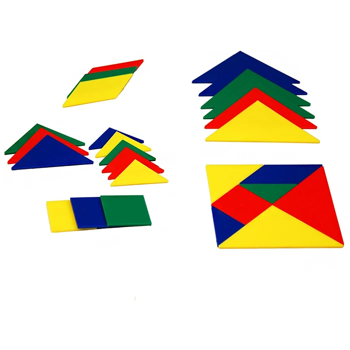 Colorful 28 Pieces Geometry Acrylic Puzzles Math Manipulatives Toy Acrylic Tangram For Children