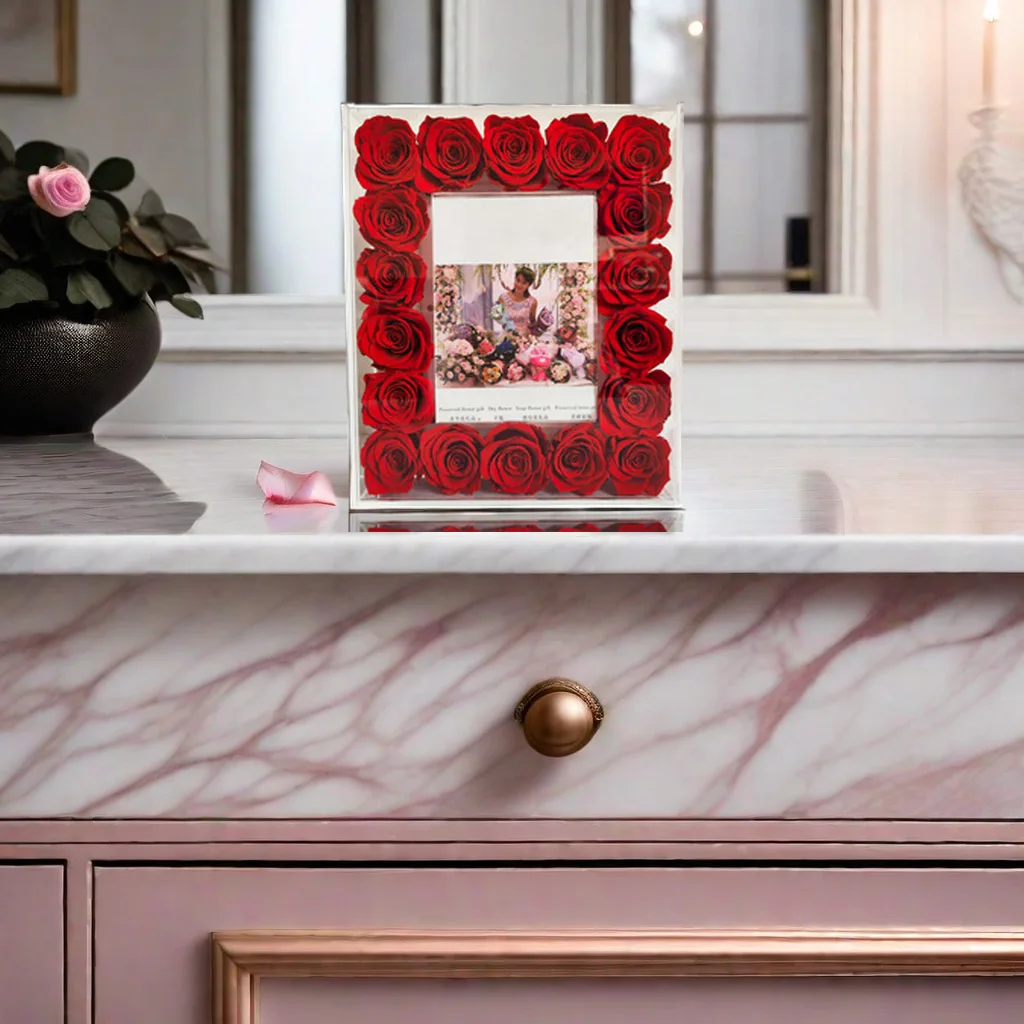 Wholesale Stabilized Long-life Rose Eternal Real Natural Infinity Forever Preserved Flower Roses with Photo Frames For Mom