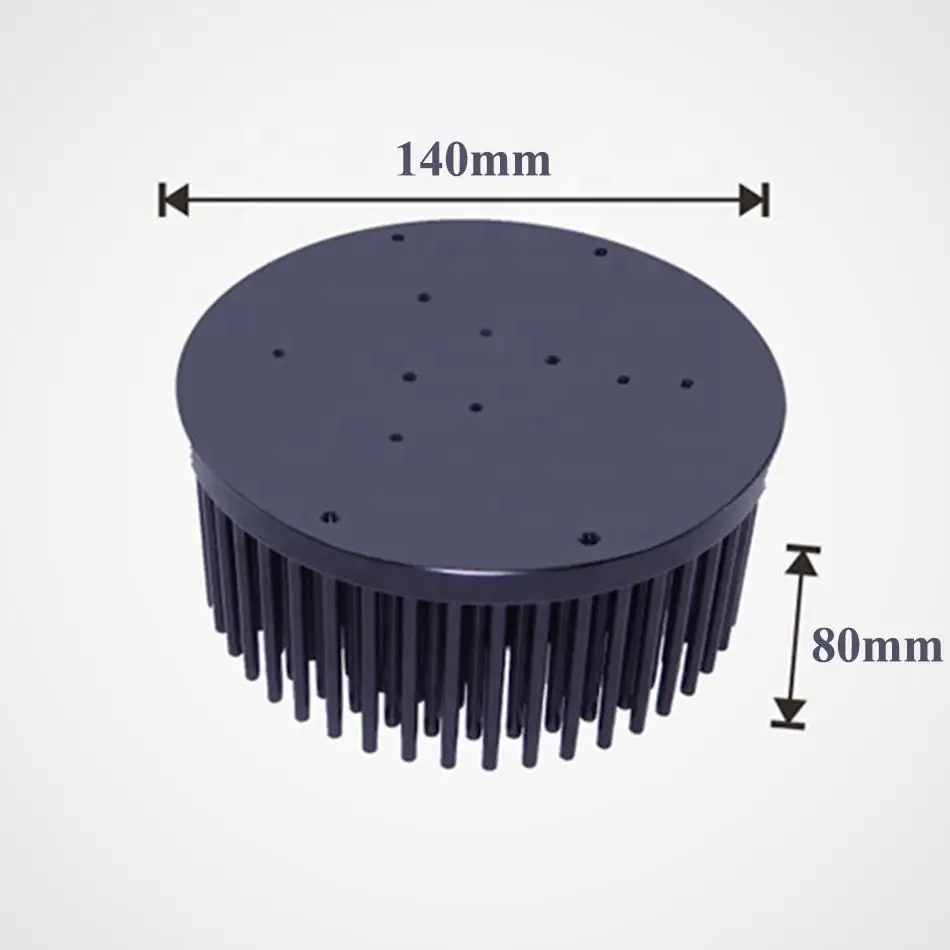 Custom Low-Cost Black Anodized Aluminium Led Pin Fin Heat Sink Compound Cold Forging Aluminium Radiator CNC machining Heat Sink