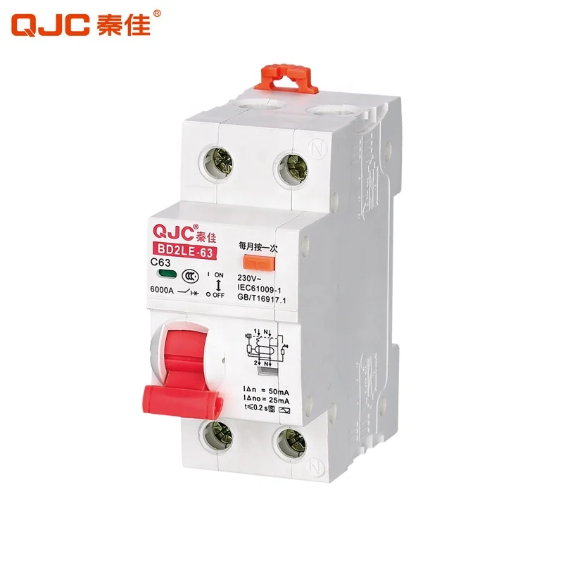  QJC оптовая продажа I Type BD2LE-63 Mini RCBO 2P