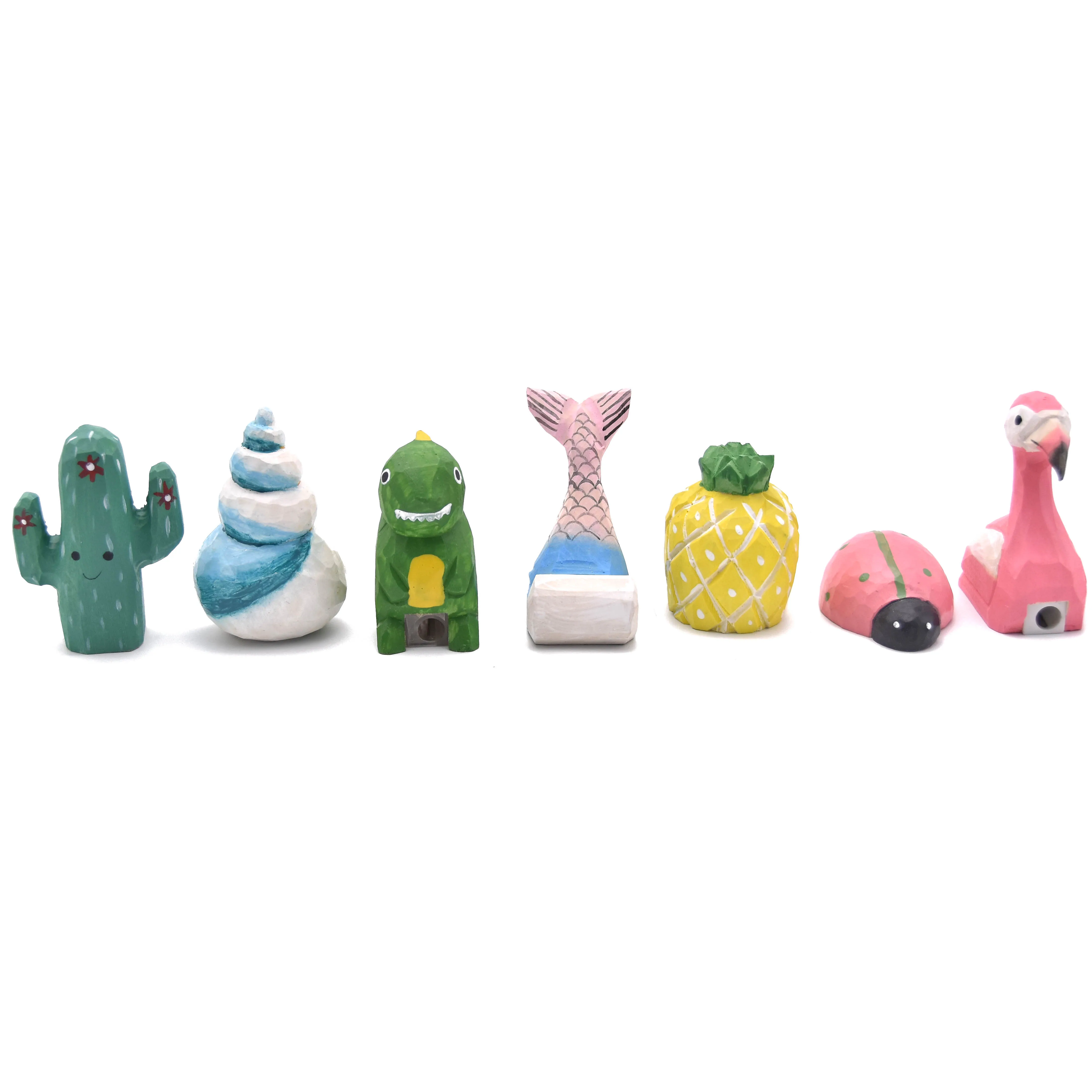 Wholesale Creative Hot Selling Wooden Cute Kids Stationary Animals Shape Pencil Sharpener Flamingo Pencil Sharpener