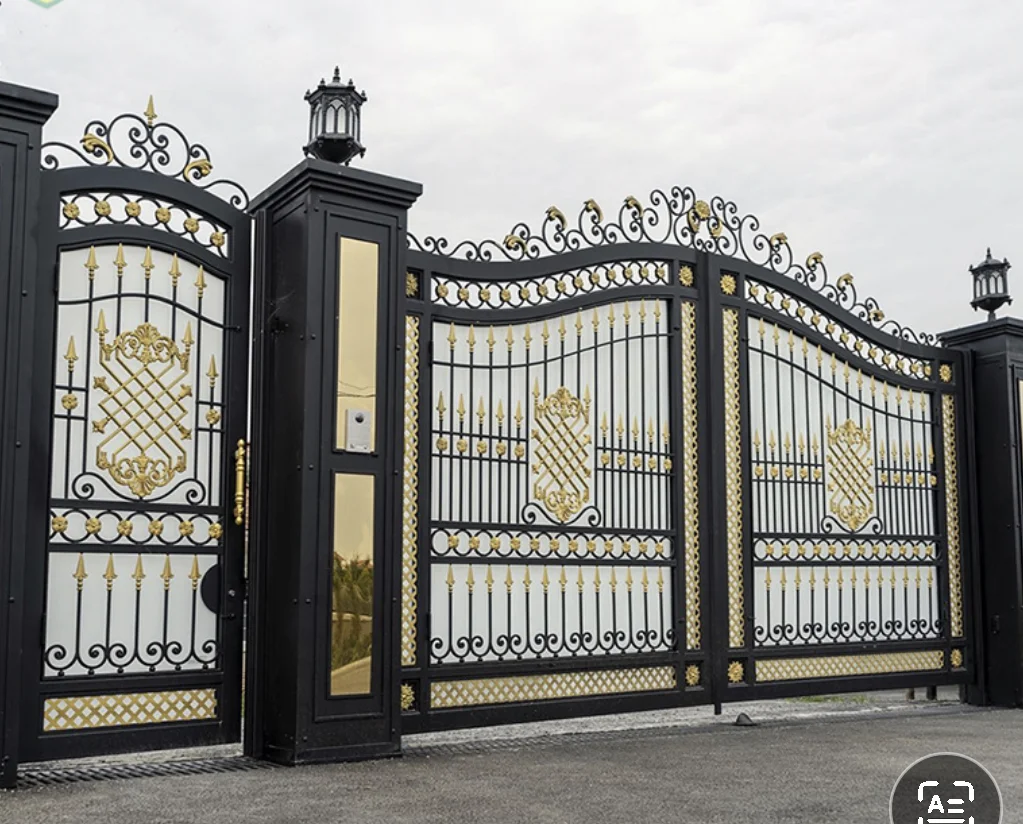 China Factory Wrought Iron Fancy Gate Main Front Gate Designs Metal Villa Driveway Doors