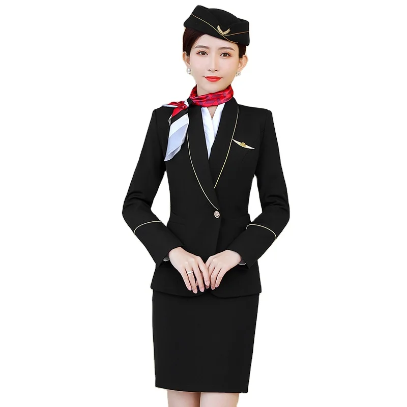 Reception Crew Front Desk Flight Attendant Professional Hotel 2 Piece Set  salon uniforms