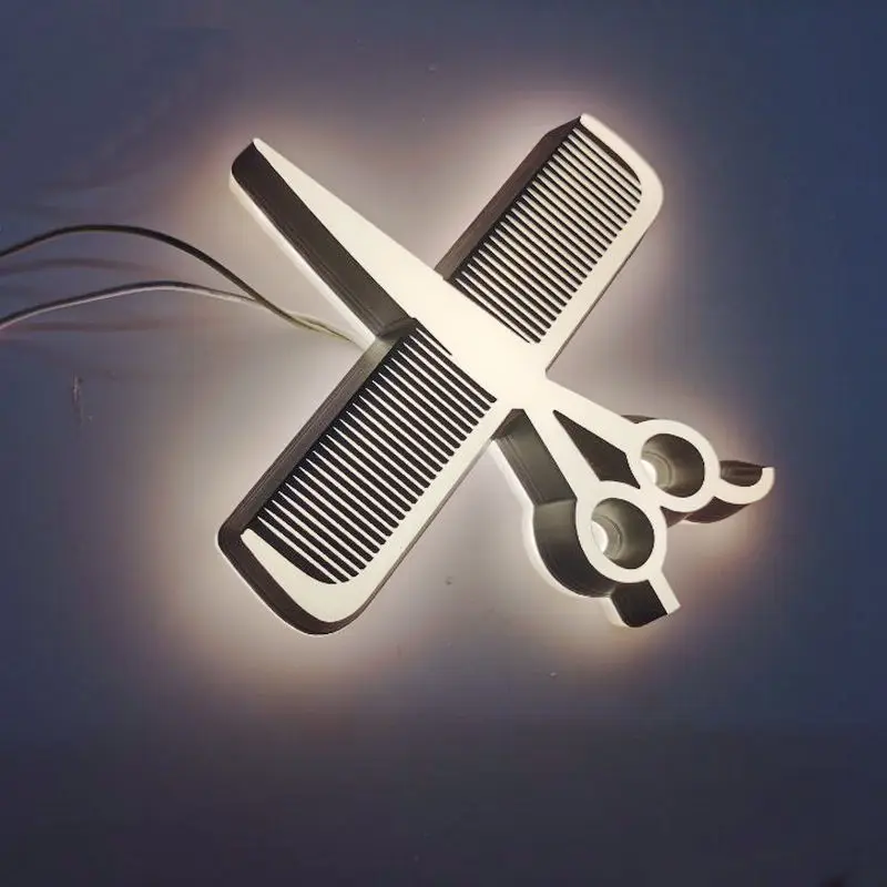 Custom 3D led logo sign Beauty Salon Shop Acrylic Business Sign Name Board led letter lights wall sign