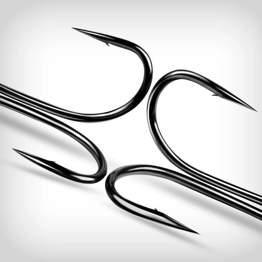 50pcs/bag Double Hooks High Carbon Steel Frog Hook Super Strong Soft Worm Lure Duple Hook 1# 2# 4# 6# 8#
