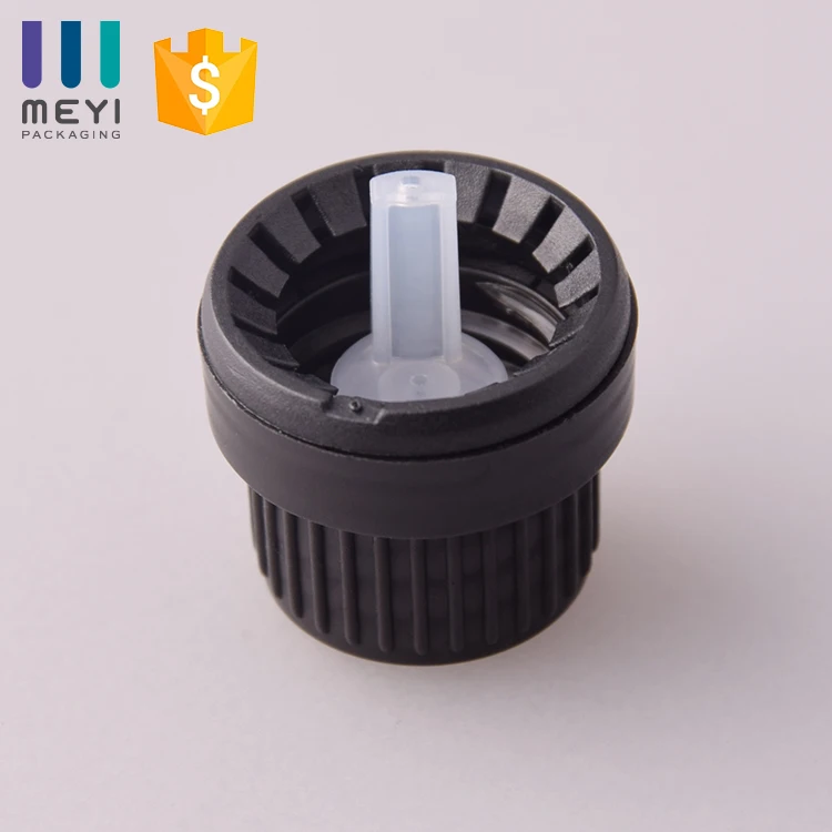 wholesales European style 18/410 black white color plastic tamper proof cap for essential oil bottle with insert