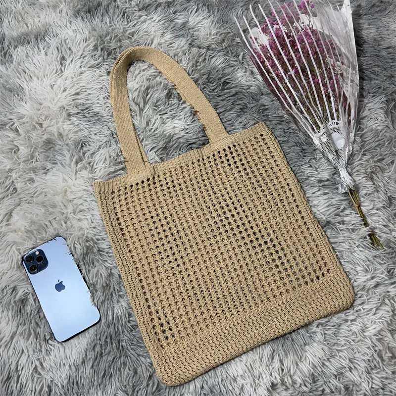 Cute Custom Pattern Tote Crochet Tote Bag Shoulder Bag Handbags Knitting Bag Aesthetic Handmade Weaving