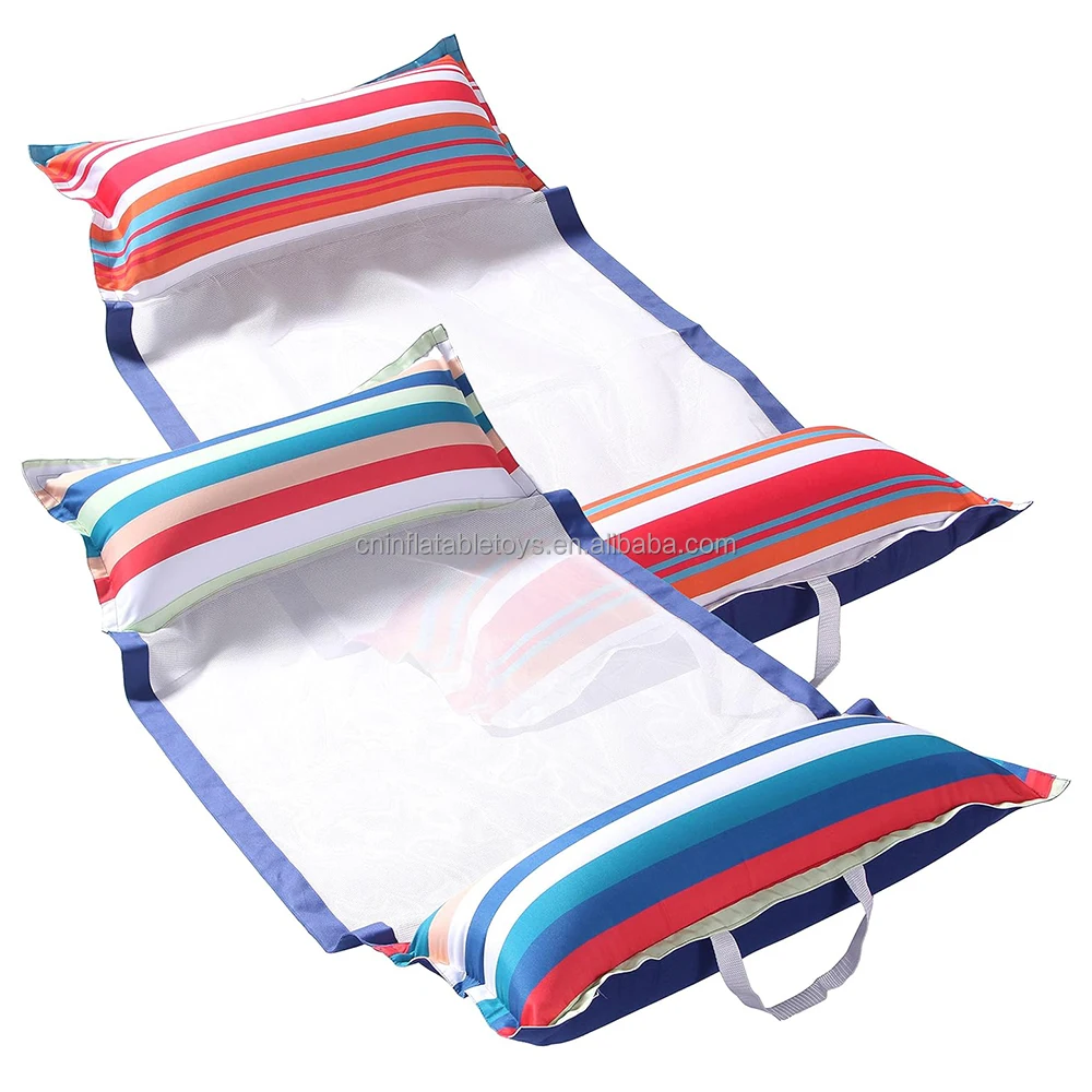 Factory Custom PVC Inflatable Fabric Pool Hammock Water Lounger Floating Mat for Adult Beach Patio Sea Lake Sunbathing Travel