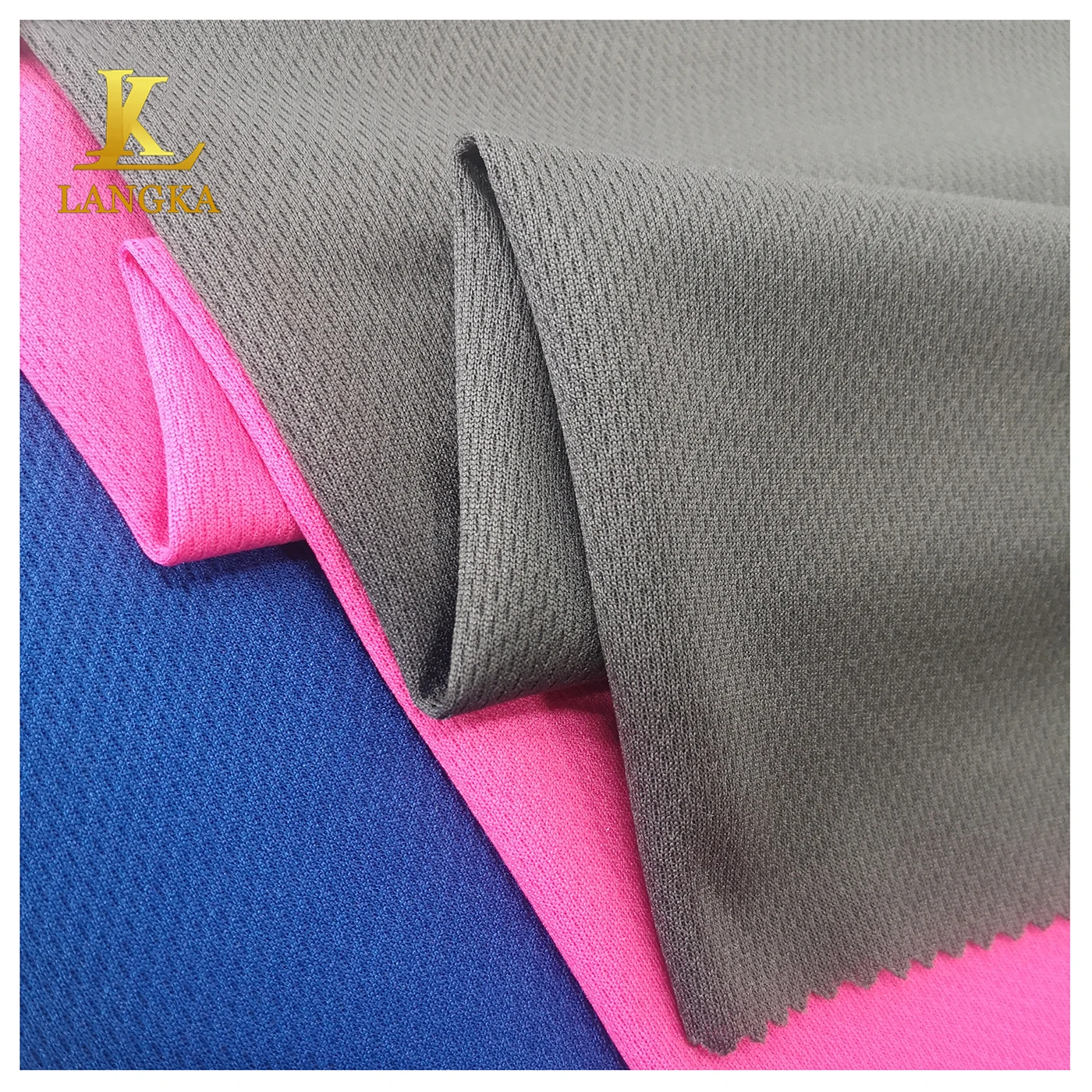 Langka wholesale 100 polyester knitting solid eyelet breathable bird eye mesh sports fabric for t-shirt