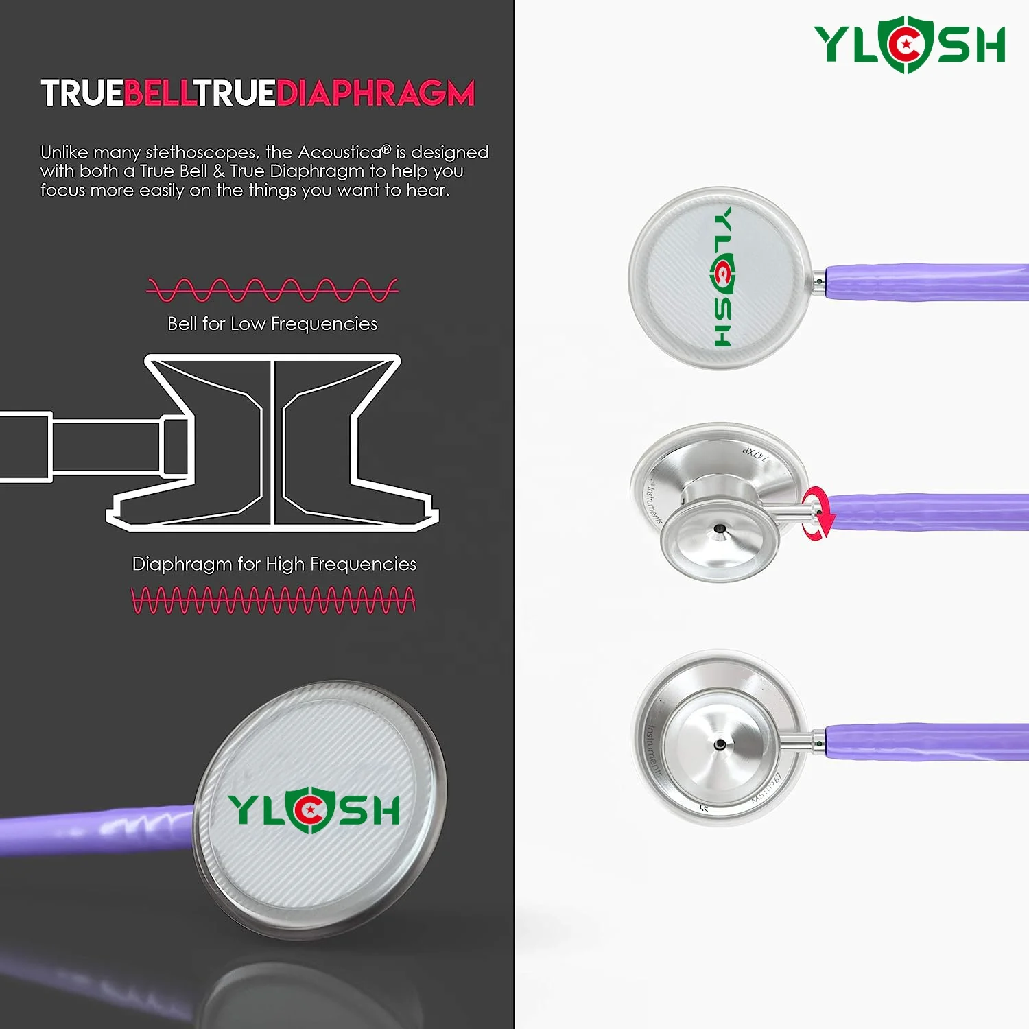 YLCSH Deluxe Lightweight Dual Head Stethoscope Lifetime-Warranty - Pastel Purple (YLCSH747XP-07) YLCSH stethoscope