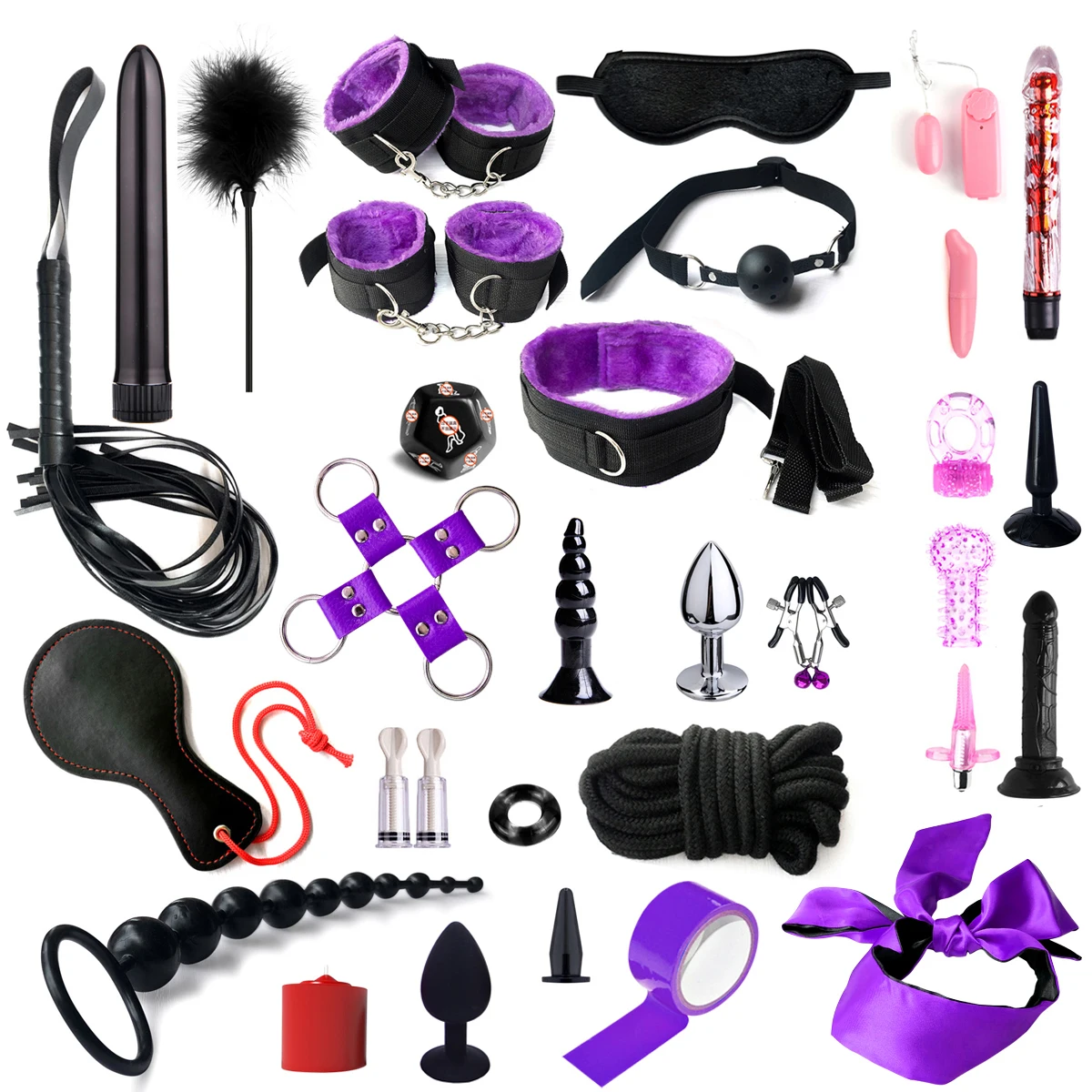 32PCS Sexy BDSM Kits Bondage Set Sex Toys Handcuffs Sex Games Whip Gag Nipple Clamps Sex Toys For Couples Erotic Accessories