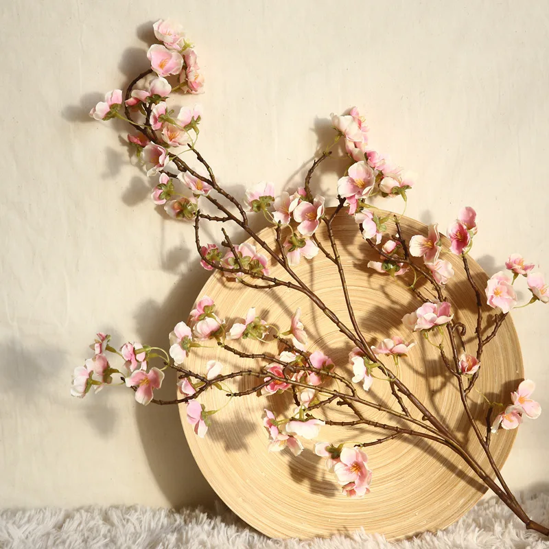 Colored Artificial Cherry Blossom Flower Garlands Silk Sakura Rattan Hanging Wedding Fabric