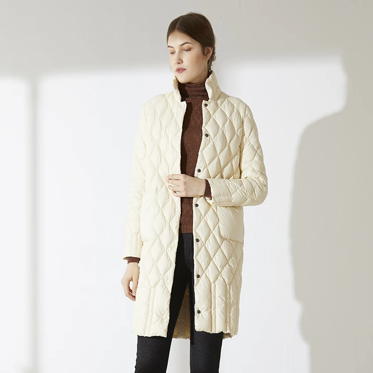 
 Оптовая продажа со склада, стеганая Женская длинная ультратонкая легкая пуховая куртка со стразами в клетку  