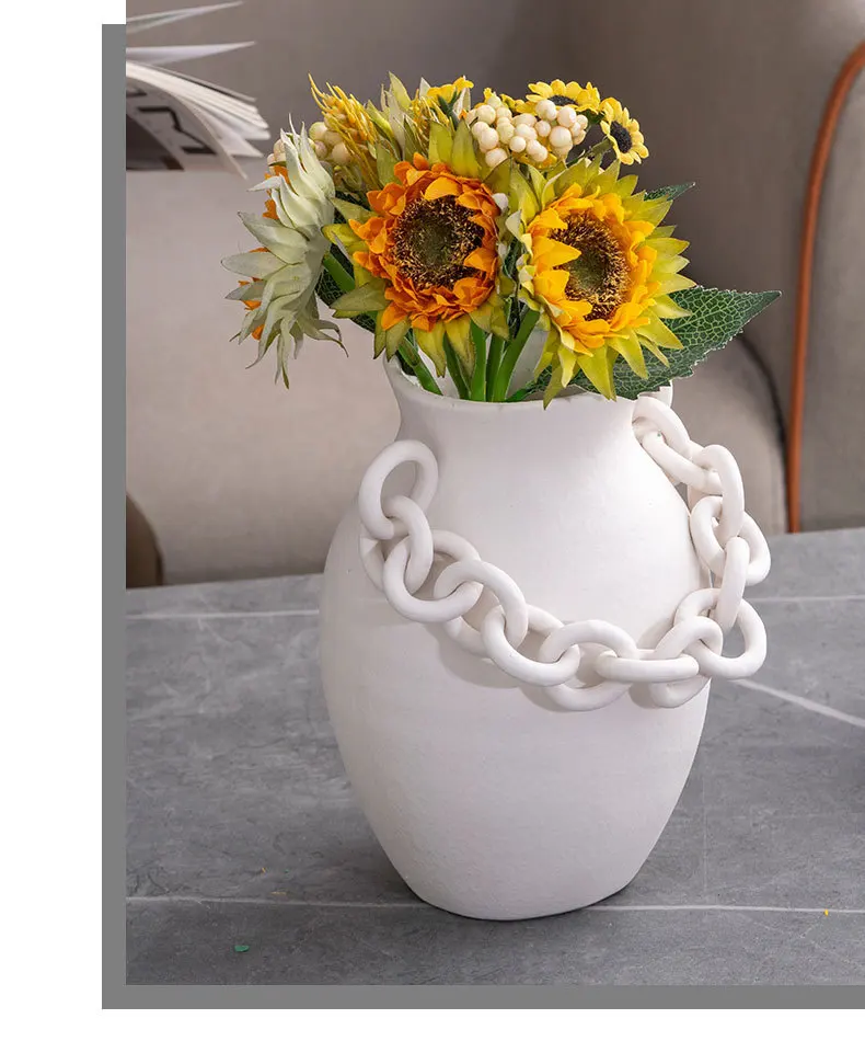 Wholesale modern luxury ceramic vases home decoration  creative living room flower arrangement chains ceramic tall vases
