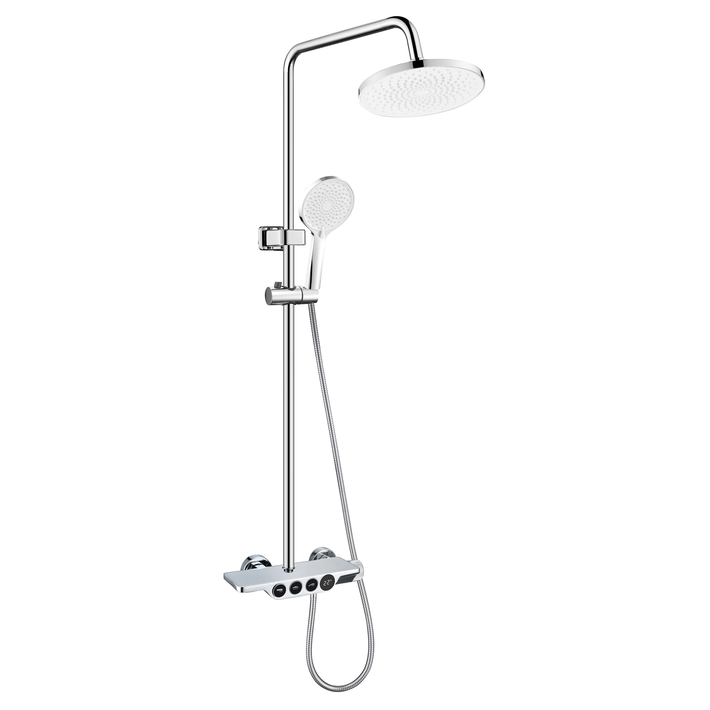 2023 Luxury Sanitary Ware Thermostatic Shower Set Chrome Bathroom Shower Set Wall Mounted 4-Funtion Shower Column